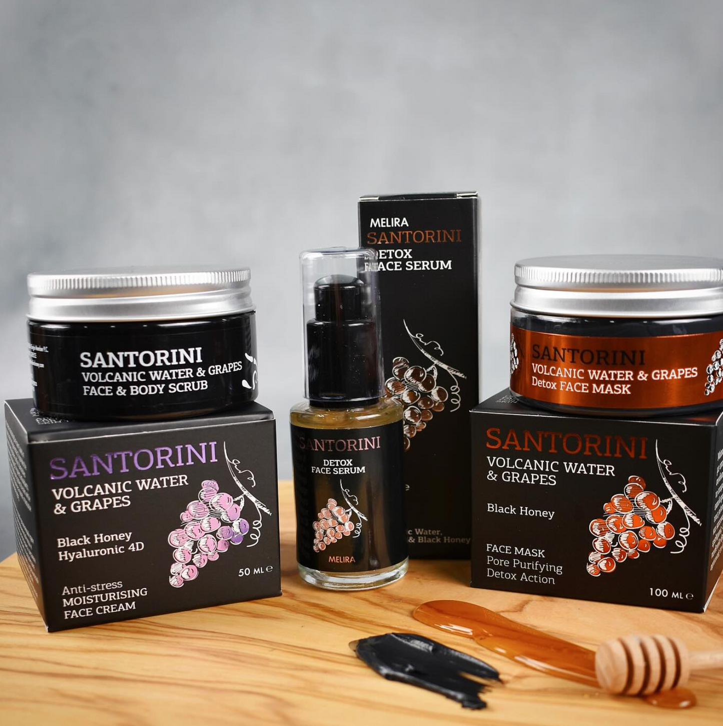 Santorini Volcanic Water & Grape Face and Body Scrub – Gentle Exfoliation & Deep Pore Cleansing