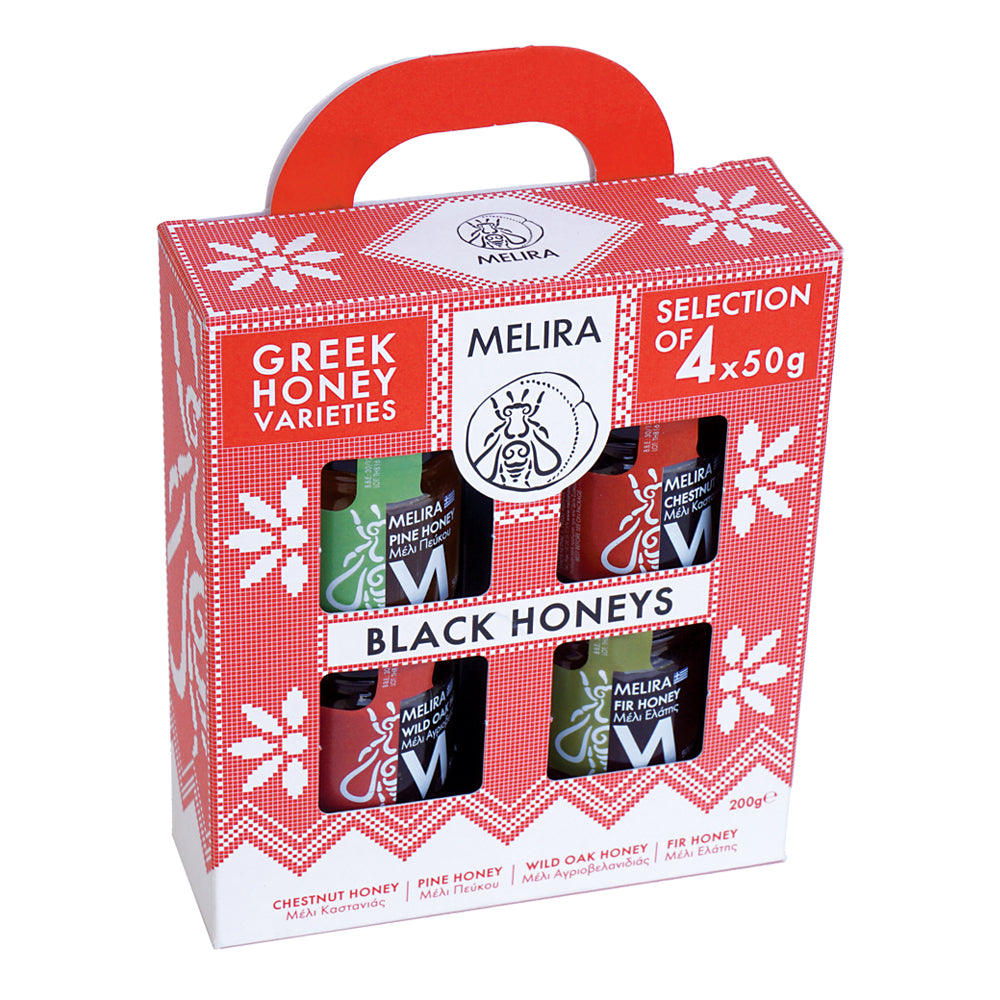 4x1.8 oz Black Honeys Gift Set | Authentic Dark Honeys from Greece