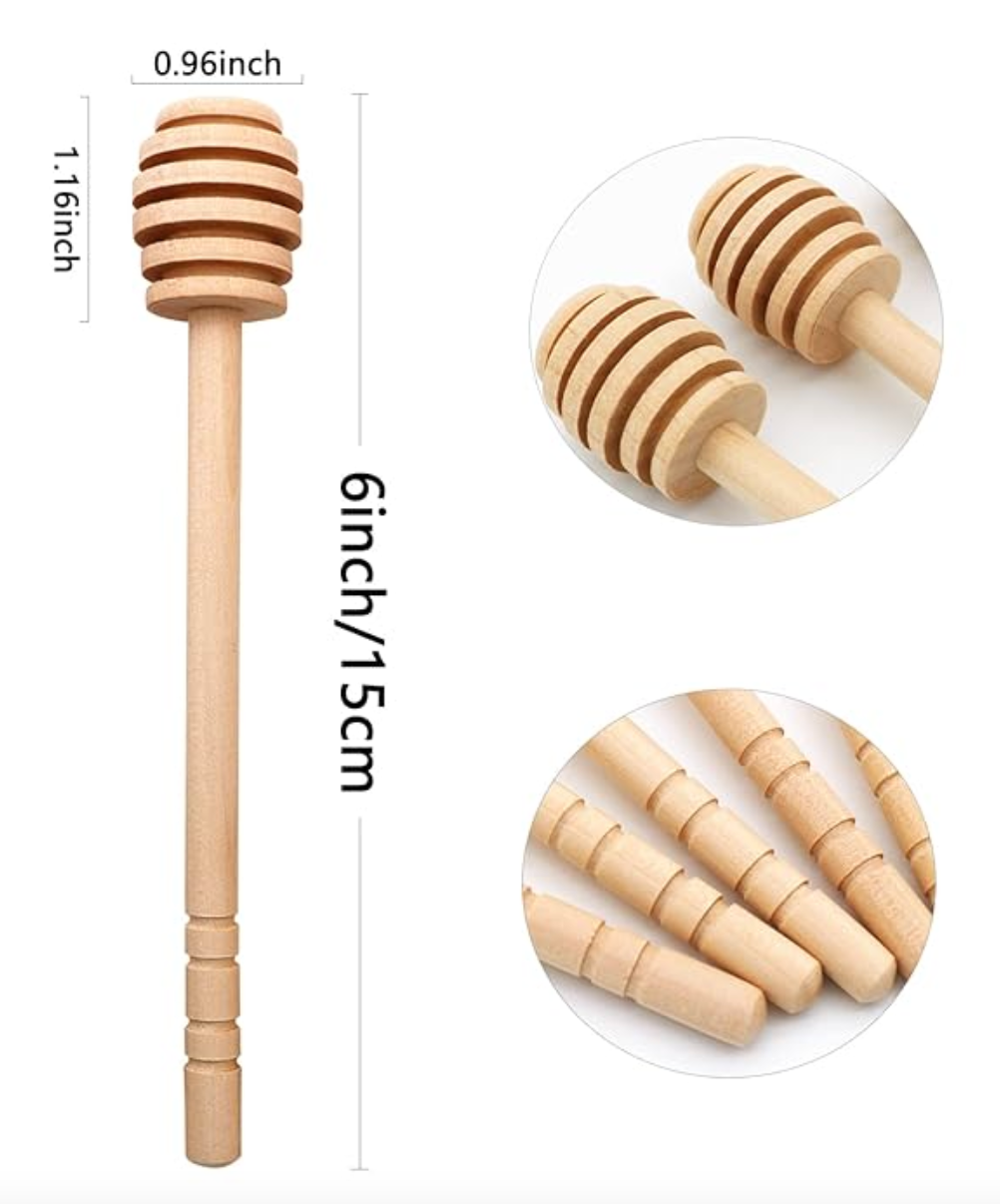 Wooden Honey Dipper Stick 6 Inch x 1