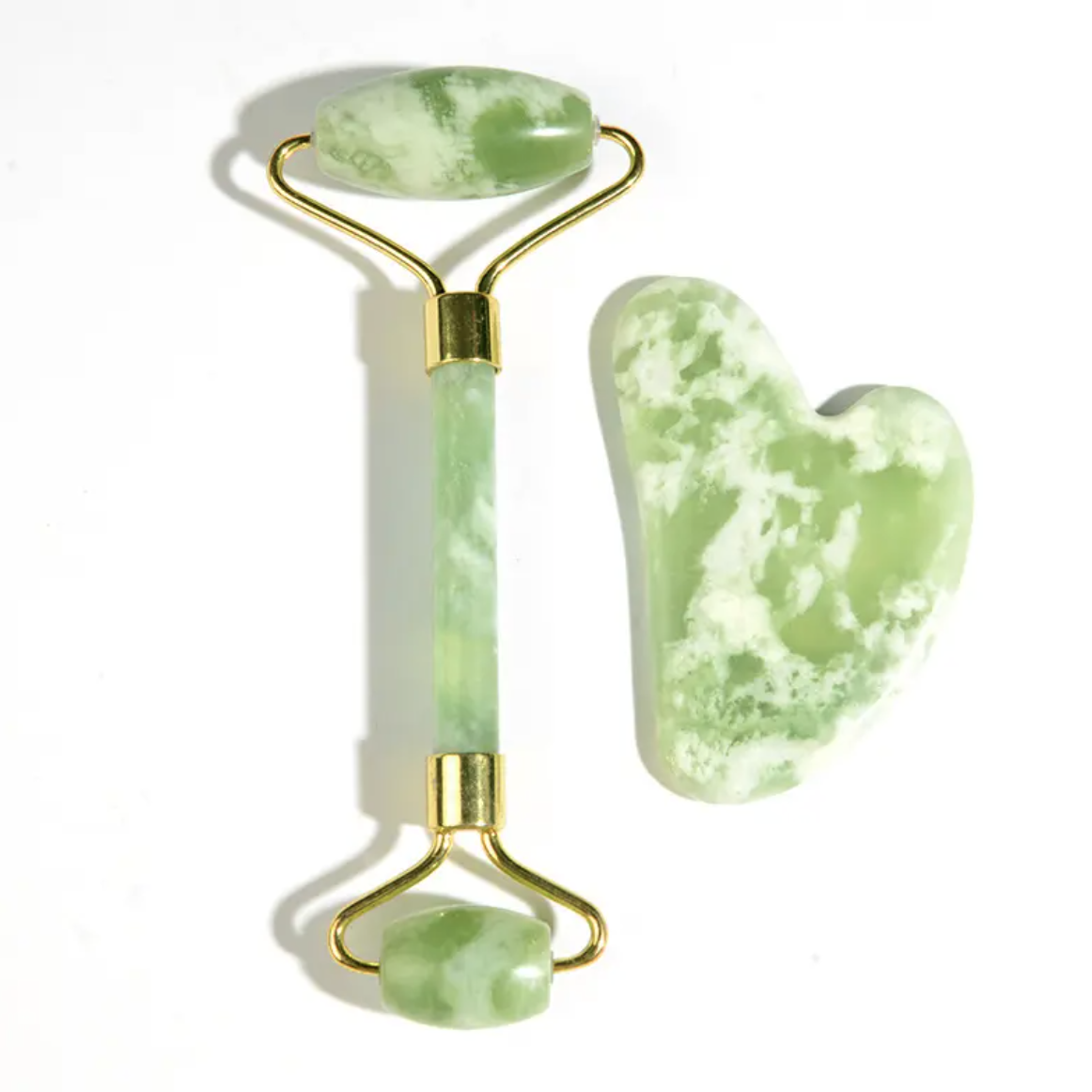 Natural Crystal Stone Anti Aging Facial Tool Massage Set Xiuyan Jade Roller and Gua Sha for Face