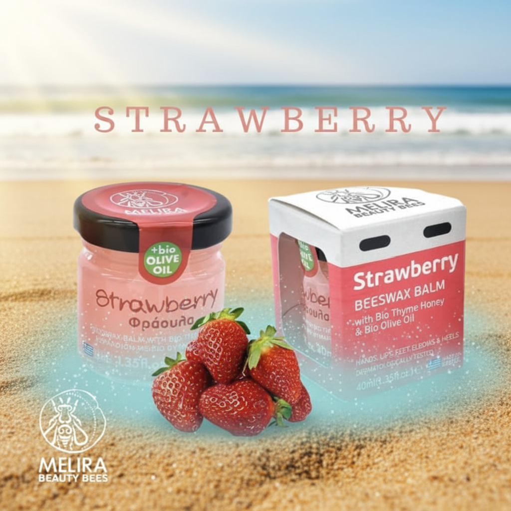 Melira 蜜蝋バーム ストロベリー バイオタイム ハニー &amp; バイオオリーブオイル 40ml / 1.35 オンス