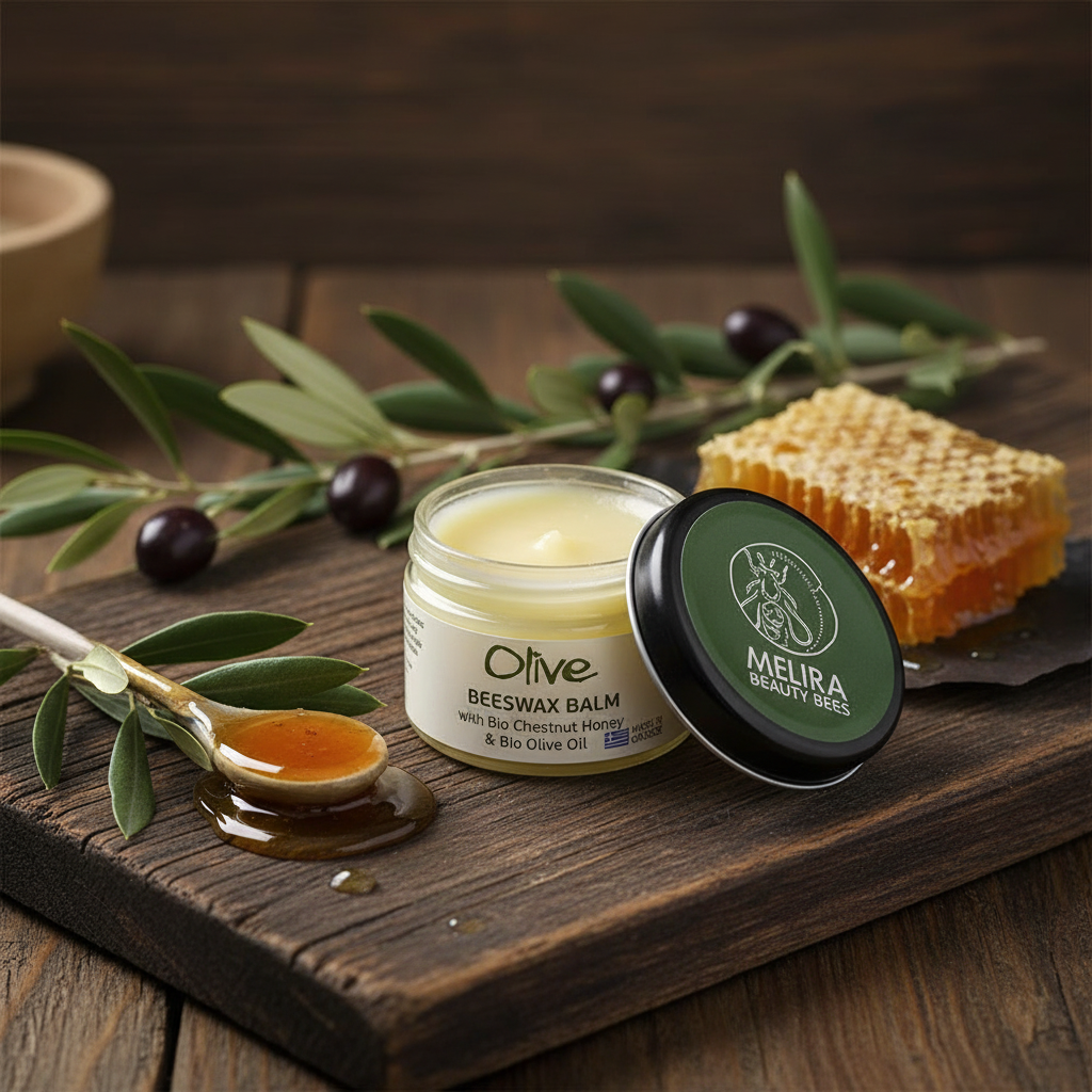 Melira Beeswax Balm Olive with chestnut honey and olive branches