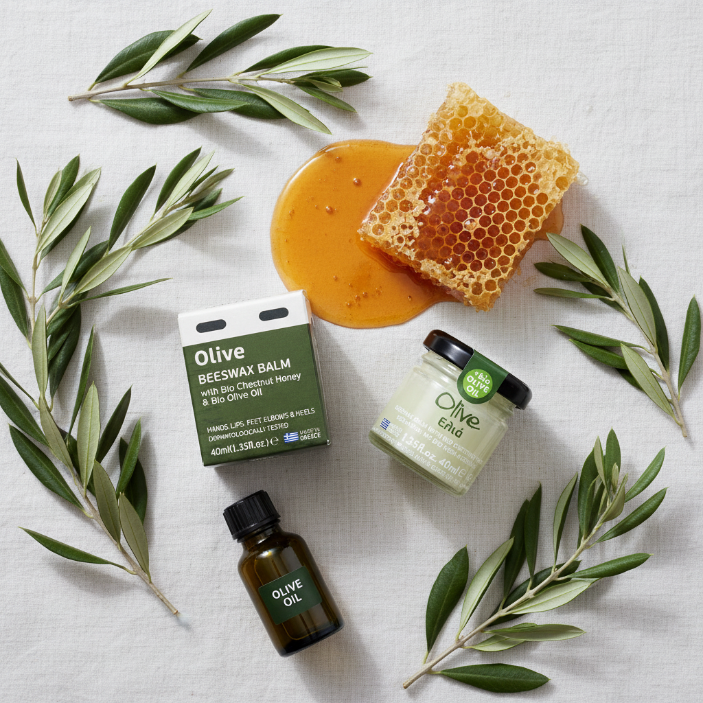 Melira Beeswax Balm Olive with chestnut honey, honeycomb and olive oil ingredients