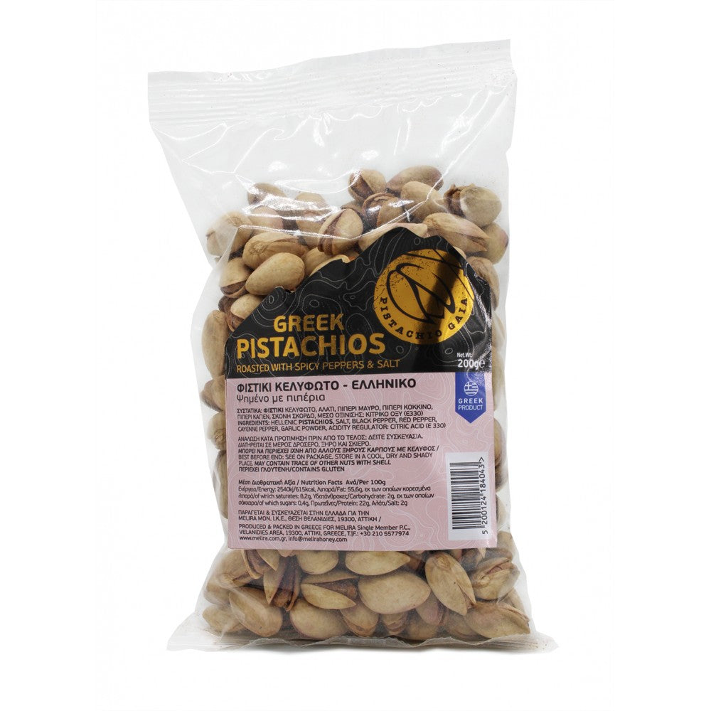 PISTACHIO GAIA - HELLENIC PISTACHIOS ROASTED WITH SPICY PEPPERS & SALT 200g